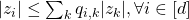 |z_i| \leq \sum_k q_{i,k} |z_k|, \forall i \in [d]