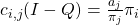 c_{i,j}(I-Q) = \frac{a_j}{\pi_j}\pi_i