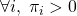 \forall i , \; \pi_i>0