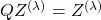 Q Z^{(\lambda)} = Z^{(\lambda)}