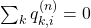 \sum_k q_{k,i}^{(n)}=0